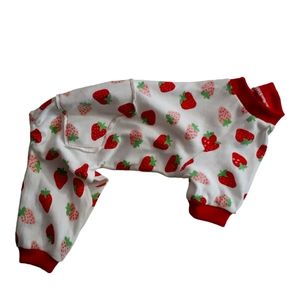 Dog onepece white red strawberry sz xl outfit nwotgs pet clothes